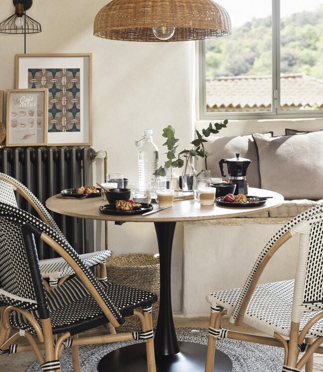 Round Dining Table - D.100cm - Black/Natural