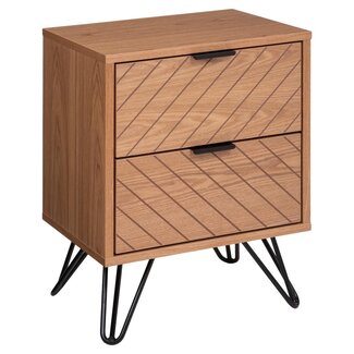 Atmosphera Bedside table with 2 drawers - Naomi - Natural