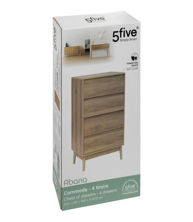 Chest of drawers with 4 drawers - Abana - Oak effect