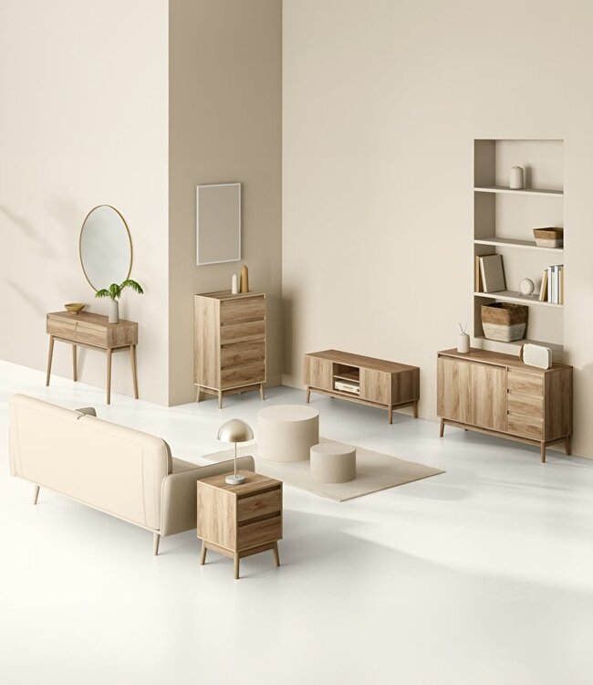 Chest of drawers with 4 drawers - Abana - Oak effect