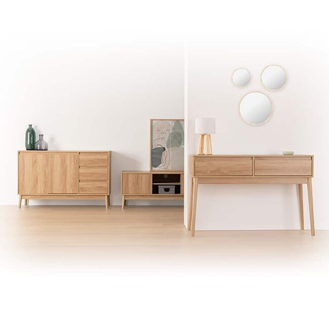 Wall table with 2 drawers - Abana - Natural