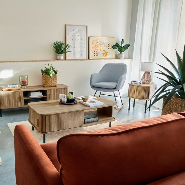 Bedside table with 2 Doors - 40x40x53cm - Oak effect