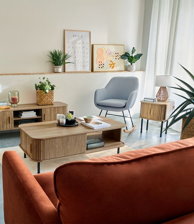 Bedside table with 2 Doors - 40x40x53cm - Oak effect