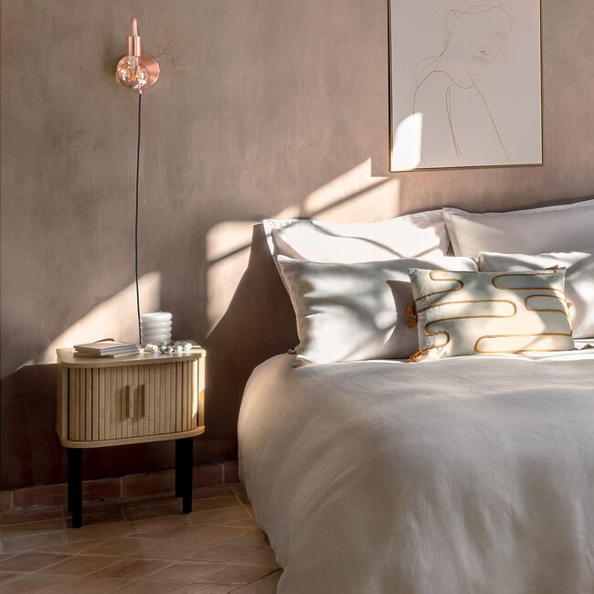 Bedside table with 2 Doors - 40x40x53cm - Oak effect