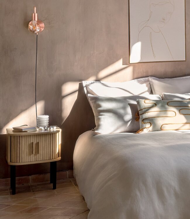 Bedside table with 2 Doors - 40x40x53cm - Oak effect