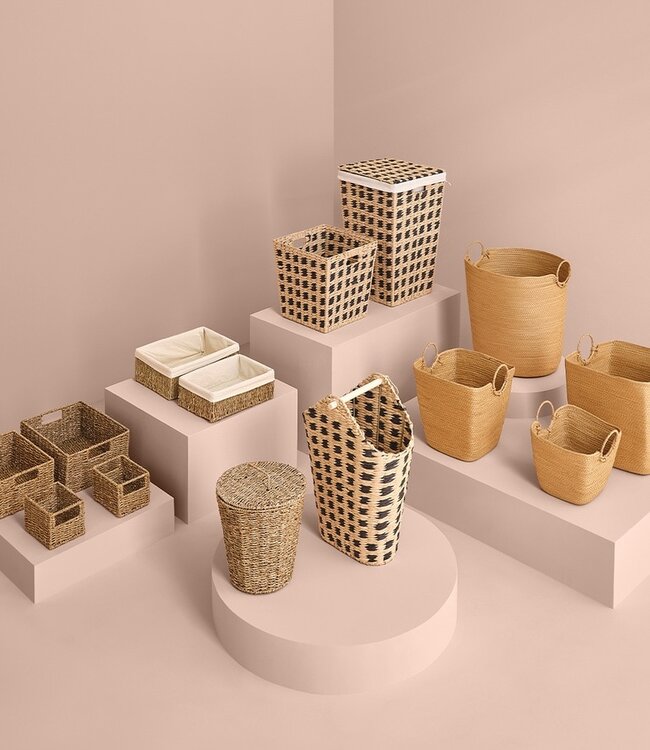 Opbergmand - Wasmand - 40L - Naturel/Zwart