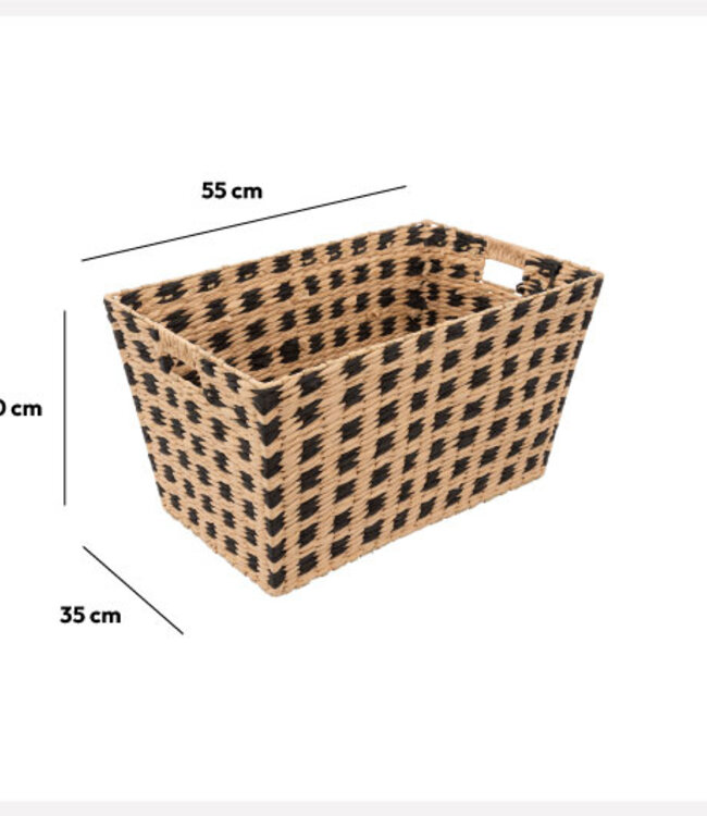 Storage basket - 55x35x30cm  - Natural/Black