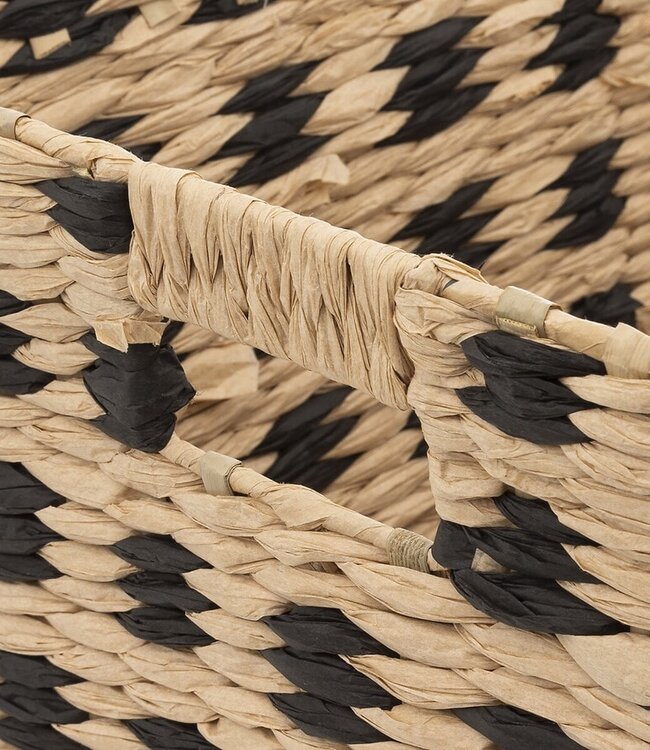 Storage basket - 55x35x30cm  - Natural/Black