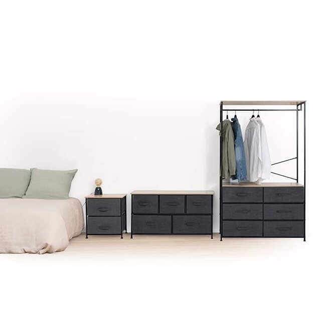 Low chest of drawers with 5 drawers - Black