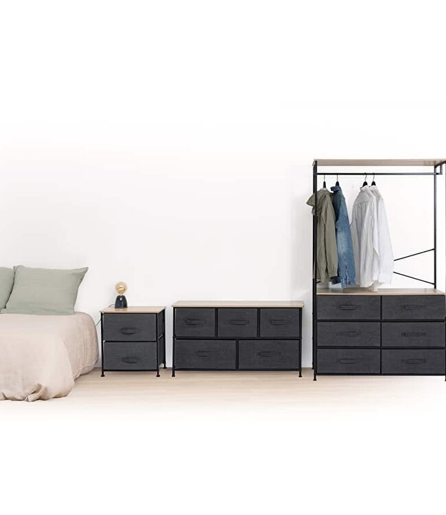 Low chest of drawers with 5 drawers - Black