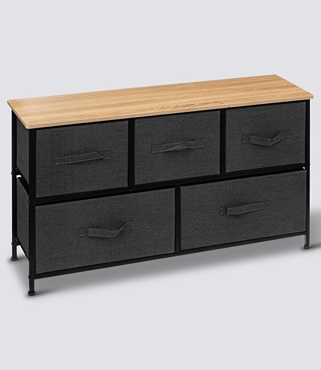 Low chest of drawers with 5 drawers - Black