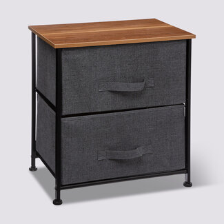  5Five Bedside Table with 2 Drawers - Dark Gray