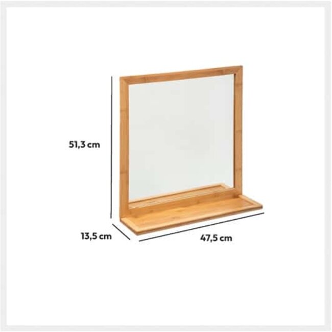 Mirror with Shelf - Natural - 48x14x51cm