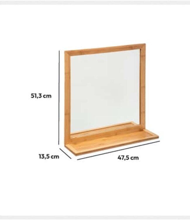 Spiegel met Plank - Naturel - 48x14x51cm