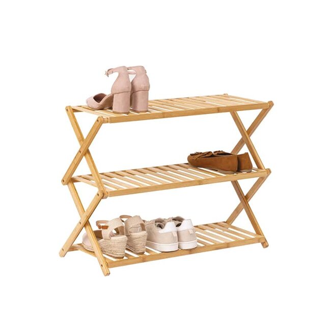 Plant rack with 3 shelves - Shoe rack - Bamboo - Foldable  - 70 x 52 x 28cm