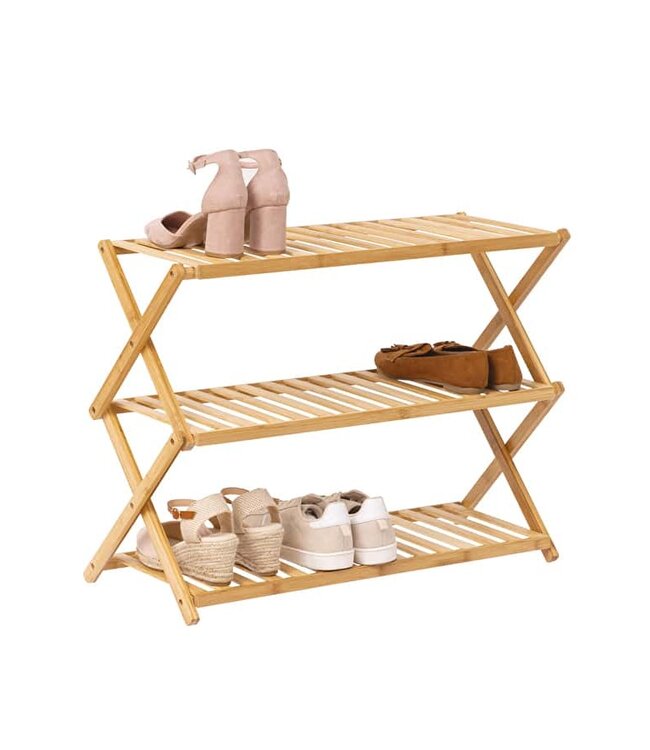 Plant rack with 3 shelves - Shoe rack - Bamboo - Foldable  - 70 x 52 x 28cm