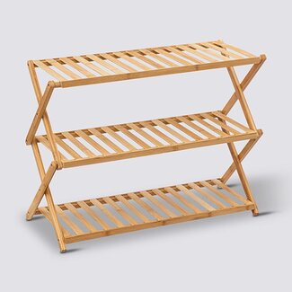  5Five Plant rack with 3 shelves - Shoe rack - Bamboo - Foldable  - 70 x 52 x 28cm