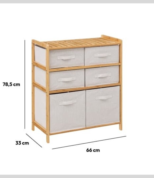 Bamboe Opbergkast - Badkamerkast - 6 Laden