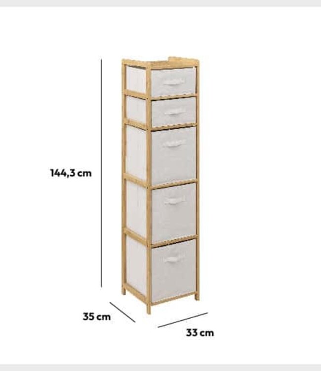 Bamboo Storage Cabinet - Bathroom Cabinet - 5 Levels