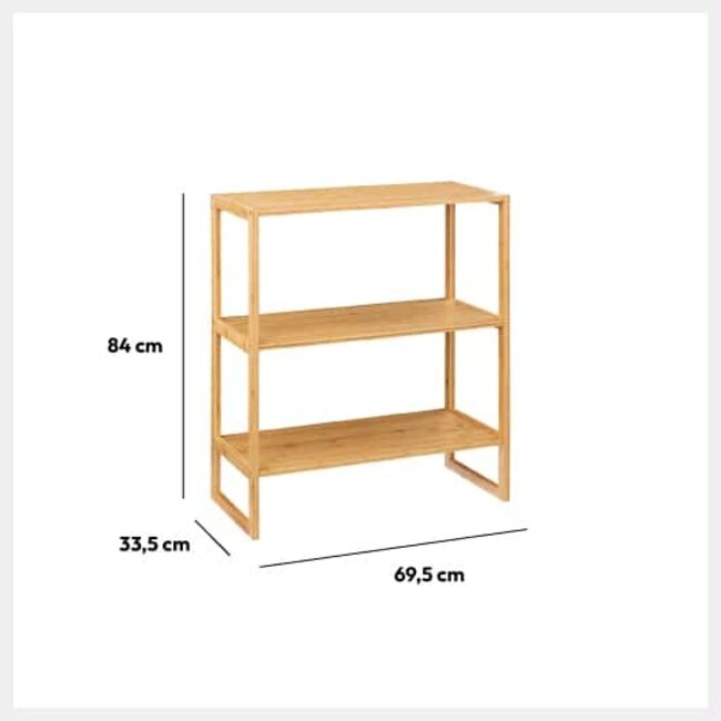 Storage shelf - 3 Levels - 69.5 x 33.5 x 84cm - Natural