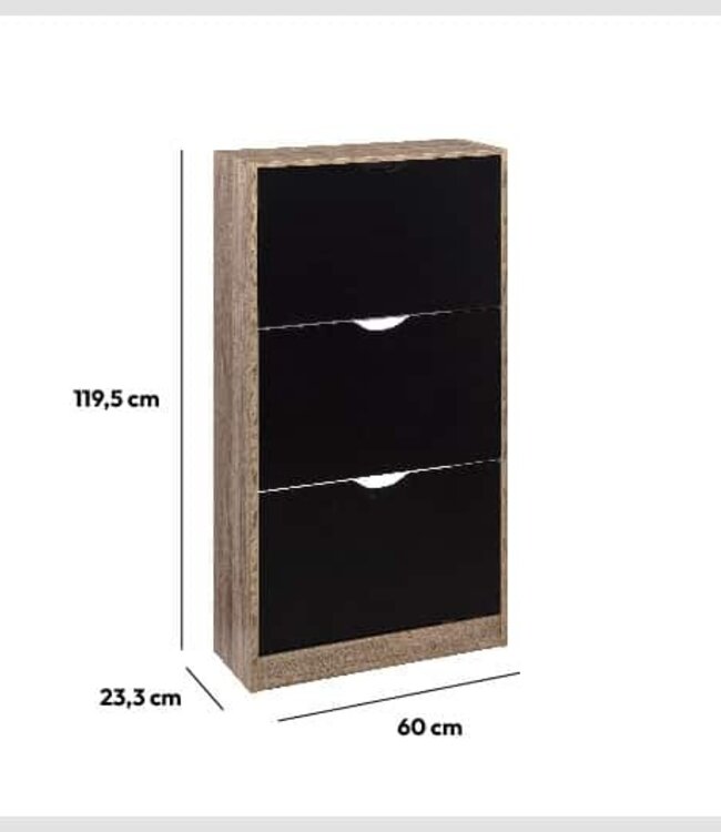 Schoenenkast - 3 Vakken - Zwart - 5Five