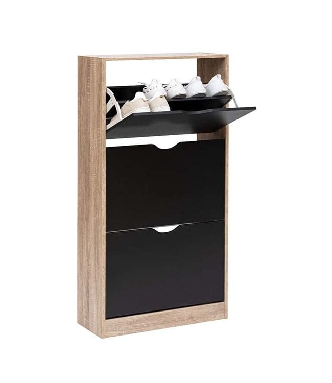 Shoe Cabinet - 3 Compartments - Black - 5Five