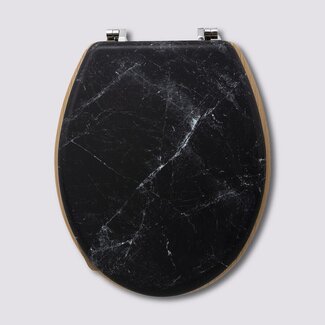  5Five Zwarte Toiletbril - Marmer Look