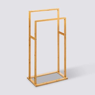  5Five Bamboo Towel Rack with 2 Bars - Freestanding - Natural