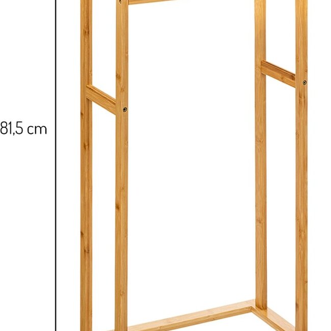 Bamboo Towel Rack with 2 Bars - Freestanding - Natural