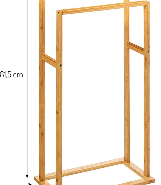 Bamboe Handdoekrek met 2 Stangen - Vrijstaand - Naturel