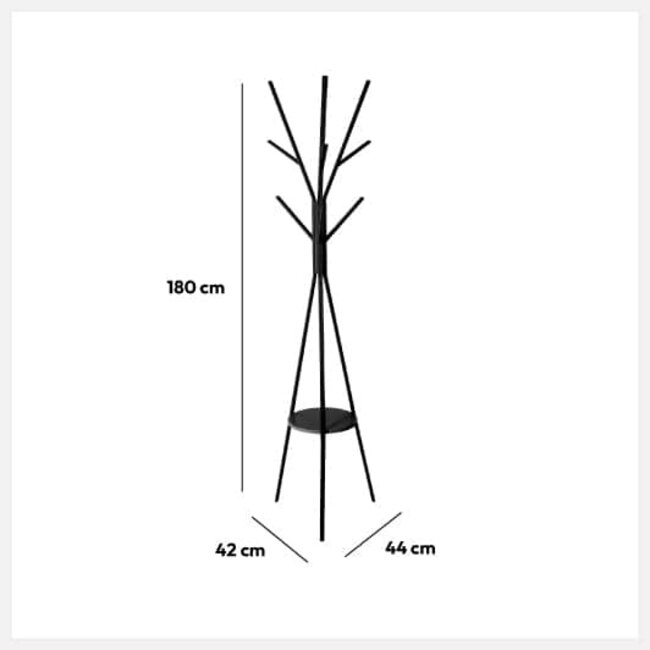 Coat rack with 9 metal hooks - Black