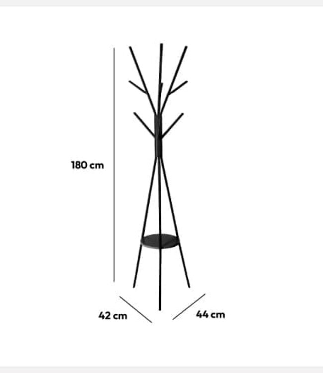 Coat rack with 9 metal hooks - Black