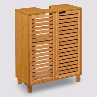  5Five Wastafel Onderkast Sicela – Bamboe Badmeubel met 2 Deuren – 60x28x80 cm