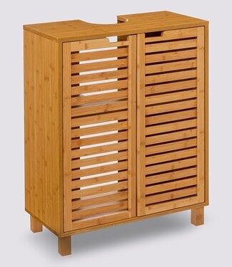  5Five Wastafel Onderkast Sicela – Bamboe Badmeubel met 2 Deuren – 60x28x80 cm