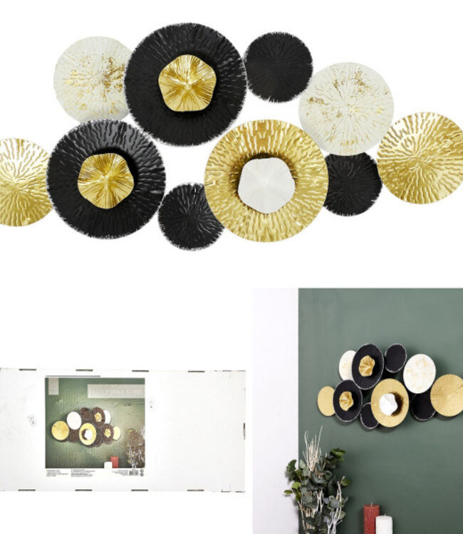 Unieke Cirkels Wanddecoratie - Goud/Wit/Zwart