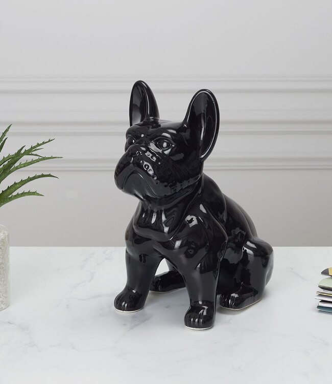 Ceramic Bulldog Figurine - Decorative - Black