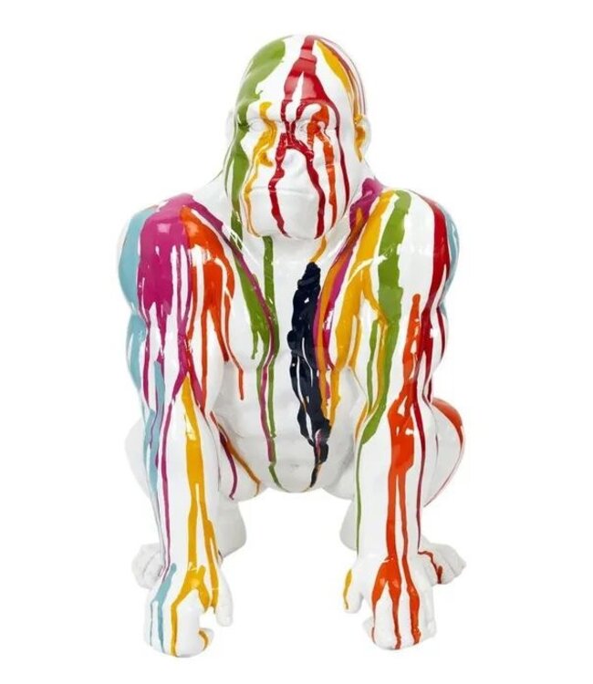 Decoratief Gorilla Beeld - H 46cm - Veelkleurig
