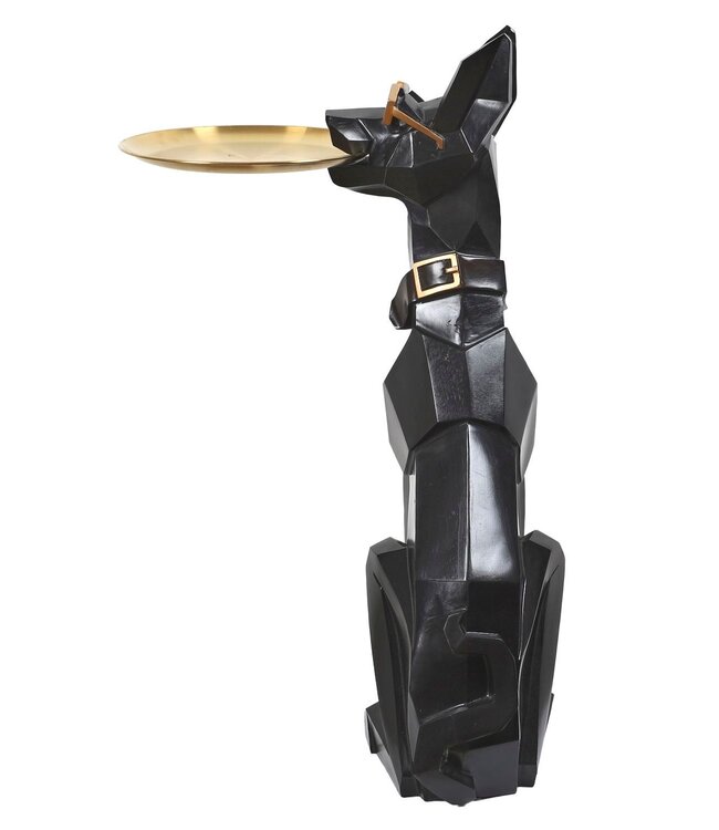 Decoratief Hondenbeeld met Opberguimte - H 72cm - Zwart/Goud