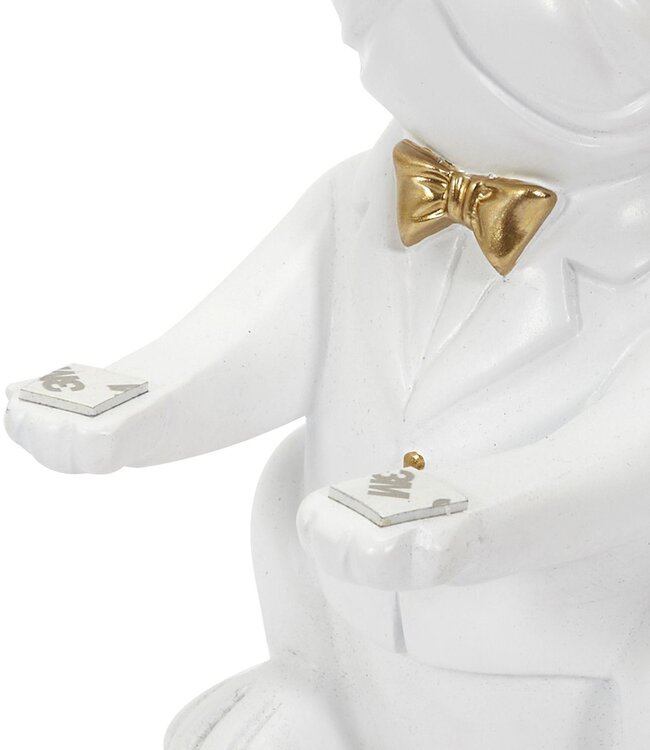 Decoratief Bulldog Beeldje met Opbergruimte - Wit/Goud