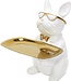 Decoratief Bulldog Beeldje met Opbergruimte - Wit/Goud