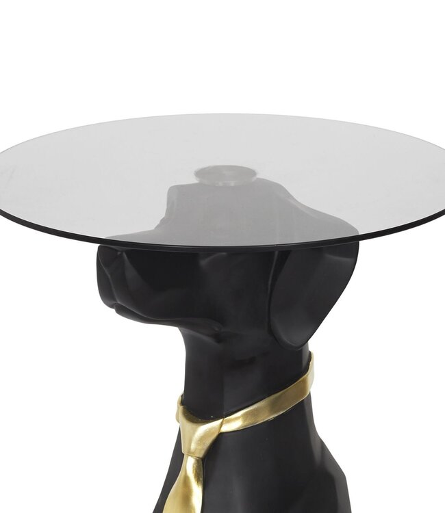 Zittende Hond Bijzettafel - H 66cm - Zwart/Goud