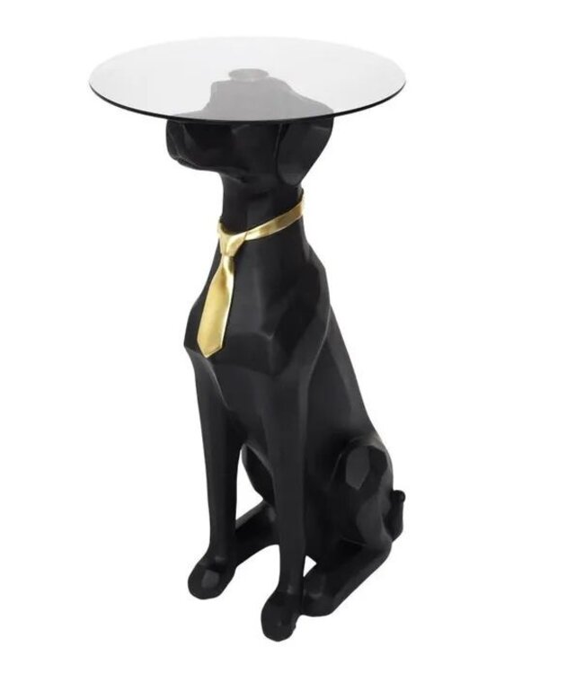 Sitting Dog Side Table - H 66cm - Black/Gold