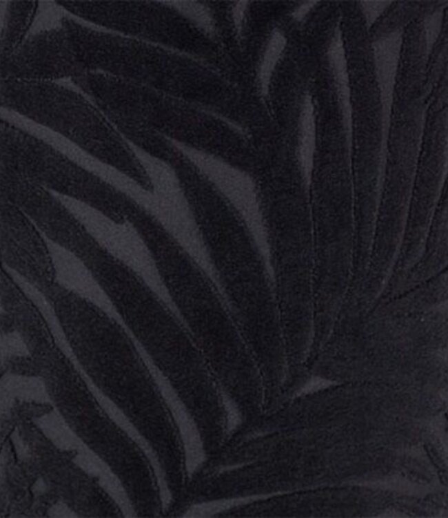 Poef met Bladeren Patroon - H 36cm - Zwart