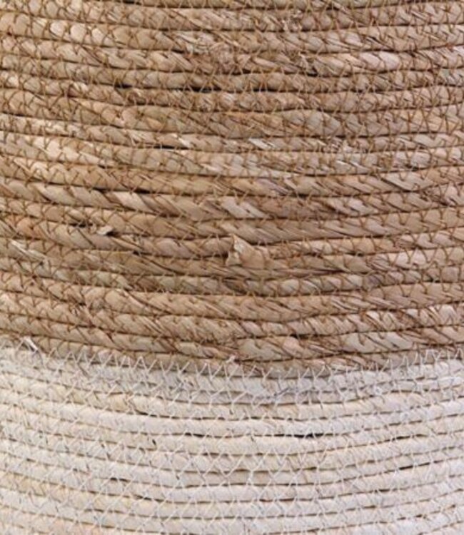 Rotan Gevlochten Poef - H 41cm - Beige