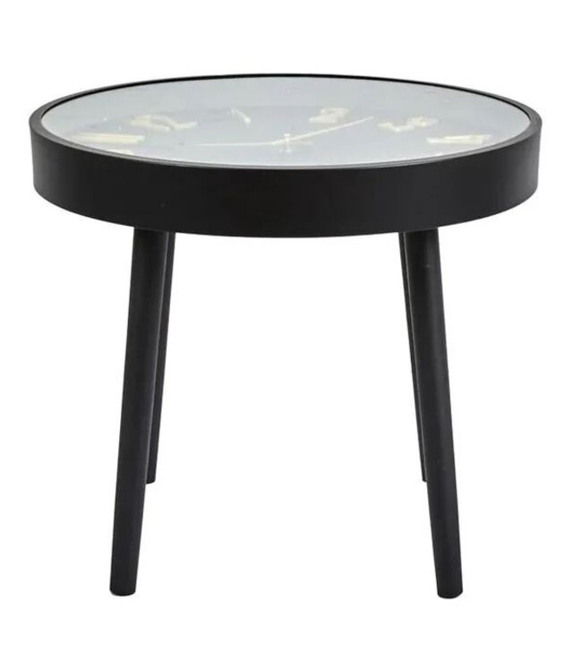 Round Table with Clock - H 43cm - Black