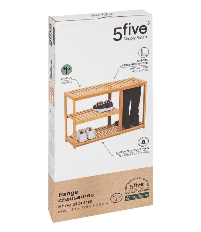 Bamboo Shoe Rack - 8 Pairs - 70 x 50 x 26 cm