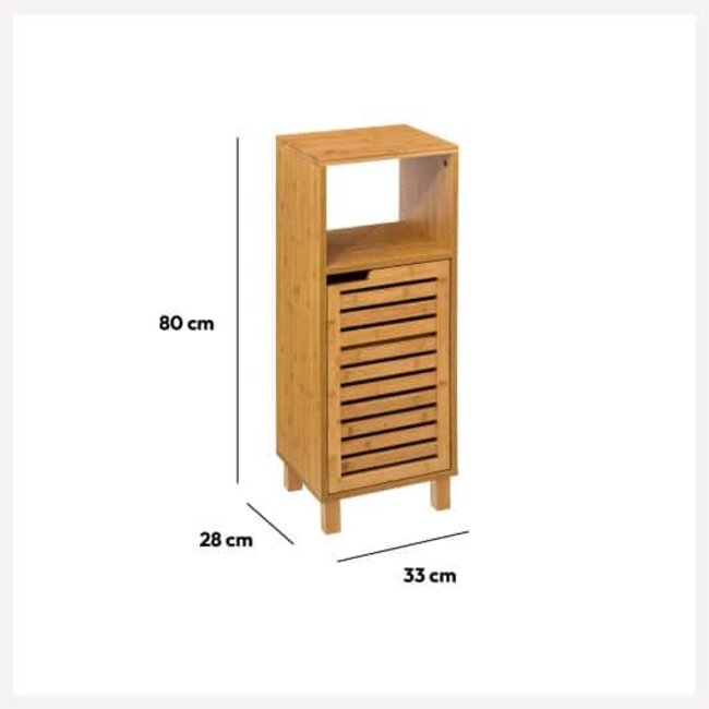 Bathroom Rack - Bamboo - Storage Rack - 80 x 33 cm - 1 Door -