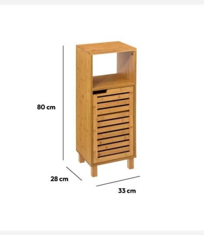 Bathroom Rack - Bamboo - Storage Rack - 80 x 33 cm - 1 Door -