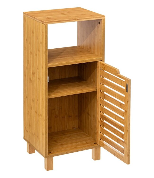 Bathroom Rack - Bamboo - Storage Rack - 80 x 33 cm - 1 Door -