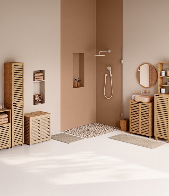 Bathroom Rack - Bamboo - Storage Rack - 80 x 33 cm - 1 Door -